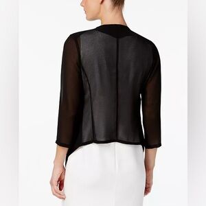 Calvin Klein Lightweight Illusion Sleeve Draped Cardigan Black Sheer Medium
